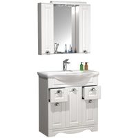 Quadro di Ezooza Set Bagno Completo 3 Pezzi Mobile con Lavabo + Pensile a specchio Large, Bianco ,