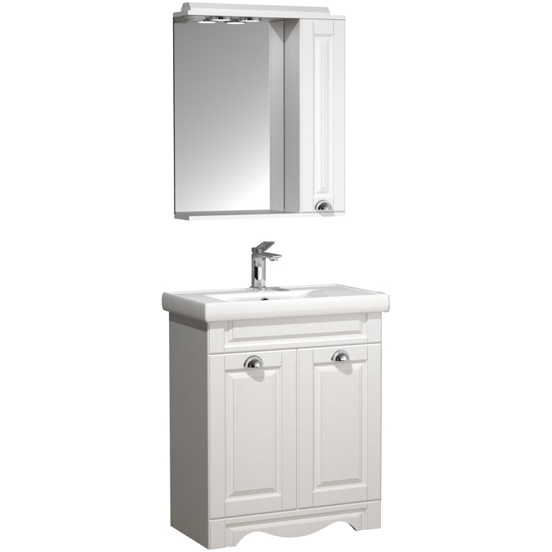 Quadro di Ezooza Set Bagno Completo 3 Pezzi Mobile con Lavabo + Pensile a specchio Medium, Bianco ,