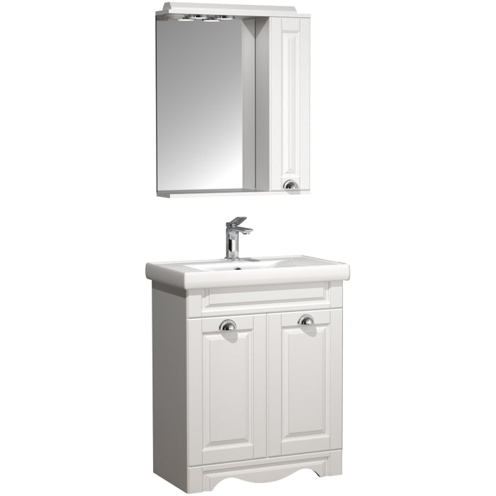 Quadro di Ezooza Set Bagno Completo 3 Pezzi Mobile con Lavabo + Pensile a specchio Medium, Bianco ,
