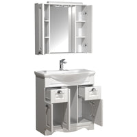 Quadro di Ezooza Set Bagno Completo 3 Pezzi Mobile con Lavabo + Pensile a specchio Large, Bianco ,