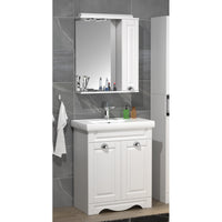 Quadro di Ezooza Set Bagno Completo 3 Pezzi Mobile con Lavabo + Pensile a specchio Medium, Bianco ,