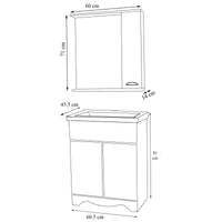 Quadro di Ezooza Set Bagno Completo 3 Pezzi Mobile con Lavabo + Pensile a specchio Medium, Bianco ,