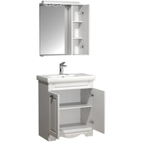Quadro di Ezooza Set Bagno Completo 3 Pezzi Mobile con Lavabo + Pensile a specchio Medium, Bianco ,