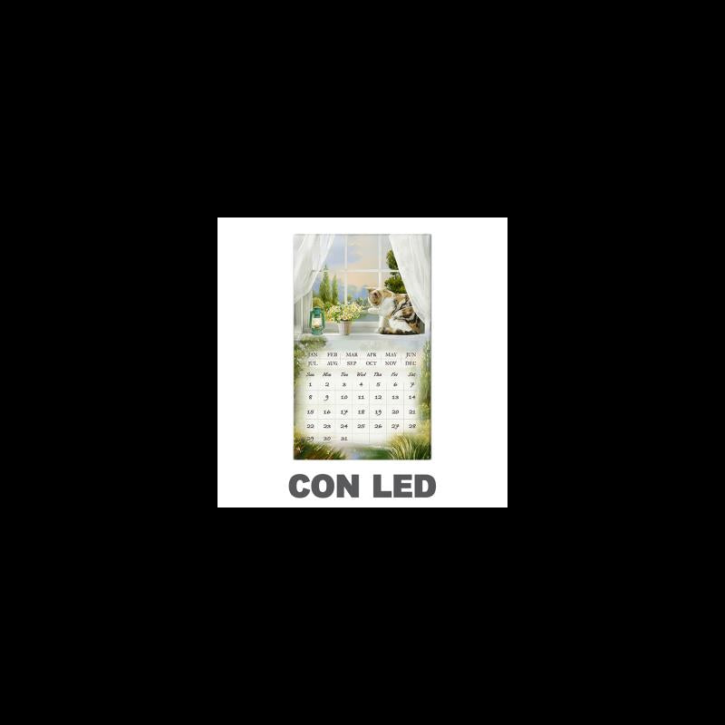 Quadro led con calendario bianco rettangolare cm30x50x1,8