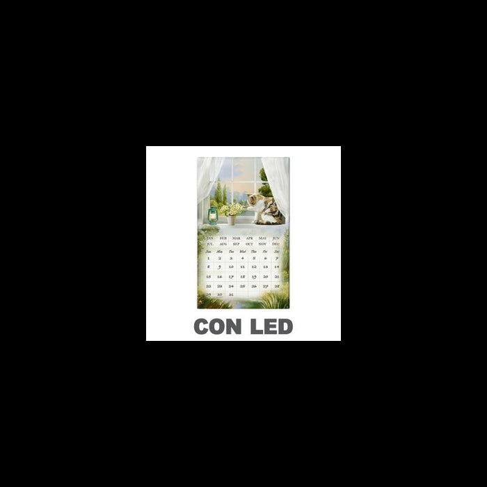 Quadro led con calendario bianco rettangolare cm30x50x1,8