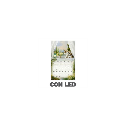 Quadro led con calendario bianco rettangolare cm 30x50x1,8