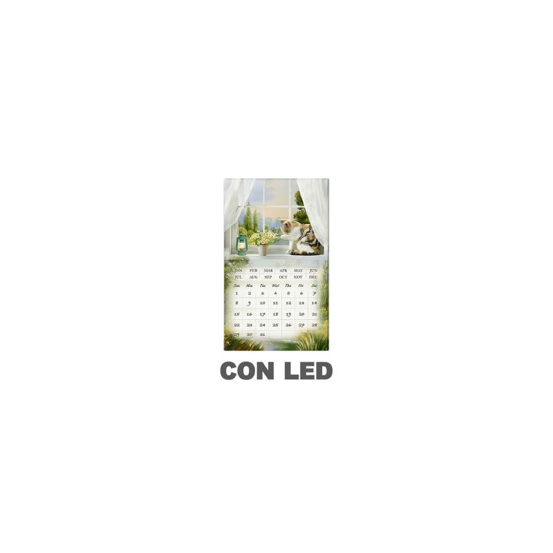 Quadro led con calendario bianco rettangolare cm 30x50x1,8