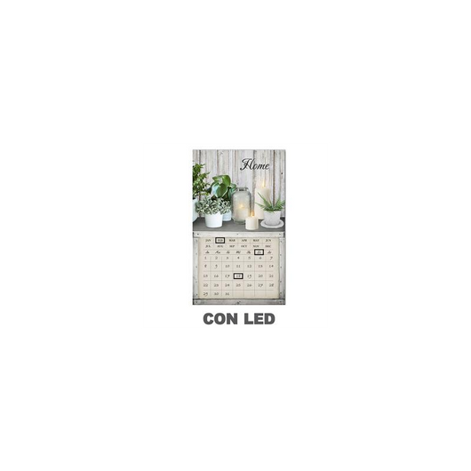 Quadro led con calendario bianco rettangolare cm 30x50x1,8
