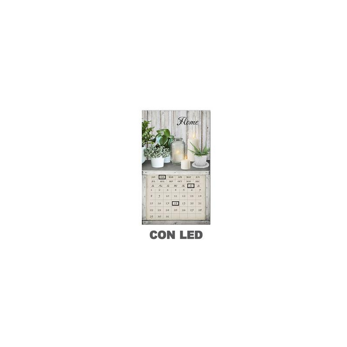 Quadro led con calendario bianco rettangolare cm 30x50x1,8