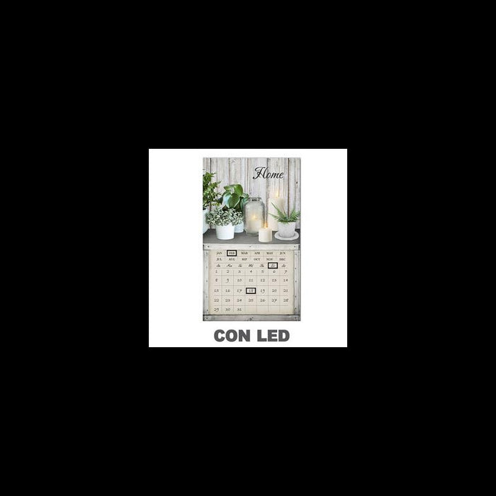 Quadro led con calendario bianco rettangolare cm 30x50x1,8