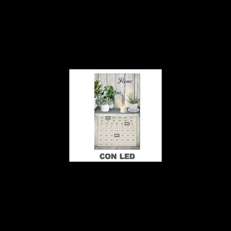 Quadro led con calendario bianco rettangolare cm 30x50x1,8