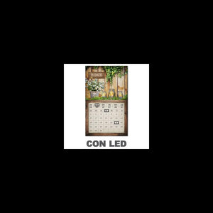 Quadro led con calendario marrone rettangolare cm30x50x1,8