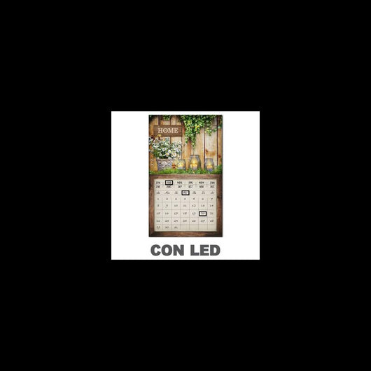 Quadro led con calendario marrone rettangolare cm30x50x1,8