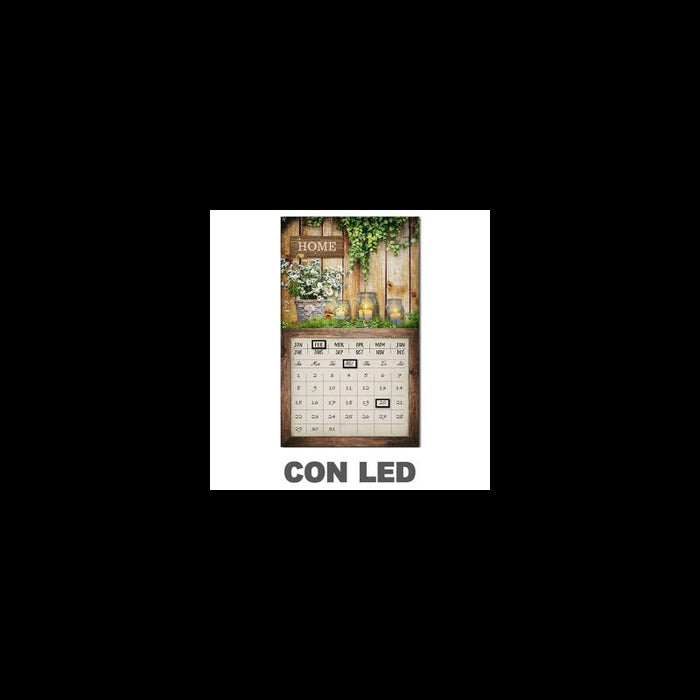 Quadro led con calendario marrone rettangolare cm30x50x1,8