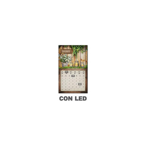 Quadro led con calendario marrone rettangolare cm 30x50x1,8