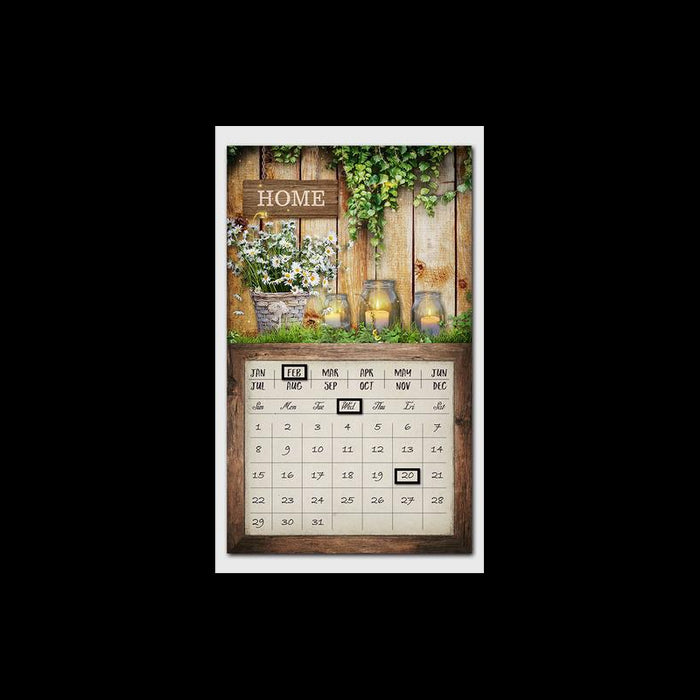 Quadro led con calendario marrone rettangolare cm30x50x1,8