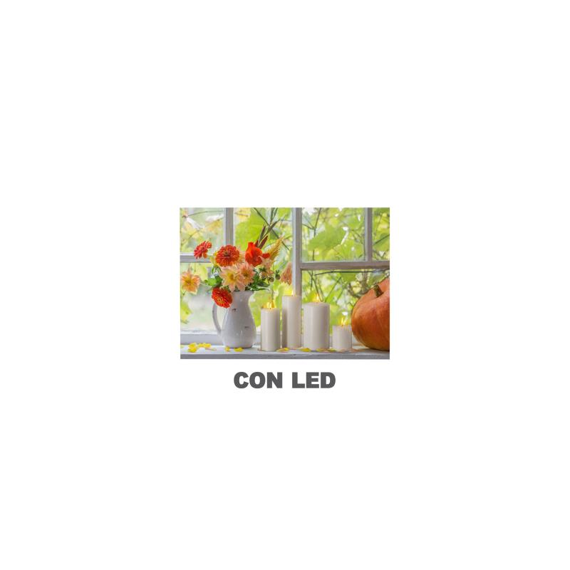 Quadro led fiori bianco rettangolare cm40x30x1,8