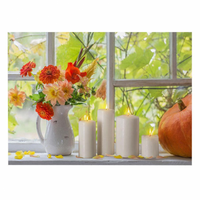 Quadro led fiori bianco rettangolare cm40x30x1,8