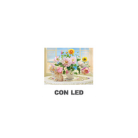 Quadro led vaso di fiori bianco rettangolare cm40x30x1,8