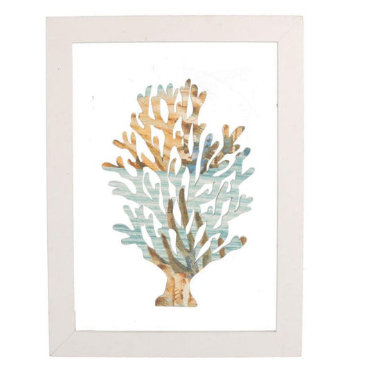 Quadro legno mare vetro corallo cm 30x40x1,5