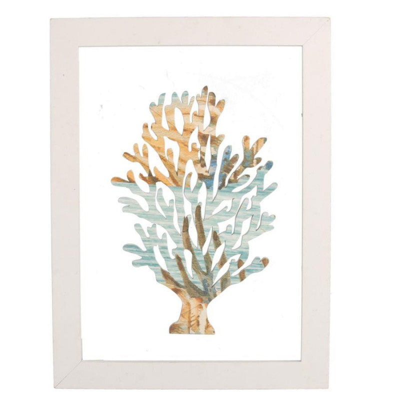 Quadro legno mare vetro corallo cm 30x40x1,5