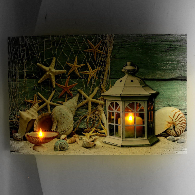 Quadro mare led lanterna cm 60x2,3x40