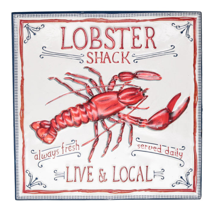 Quadro metallo mare aragosta cm 41,5x41,5x0,2