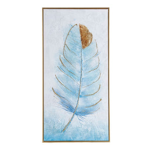 Quadro olio su tela Piuma 60x120 cornice oro QUADRO5