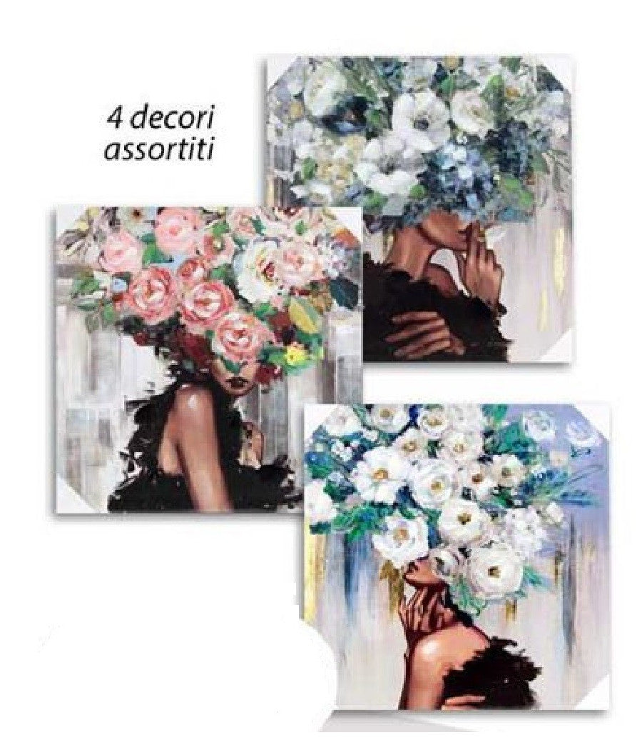 Quadro Quadretto Decorativo 45 X 45 X 1,8cm Tela Su Legno Deluxe 4 Decori 831966         