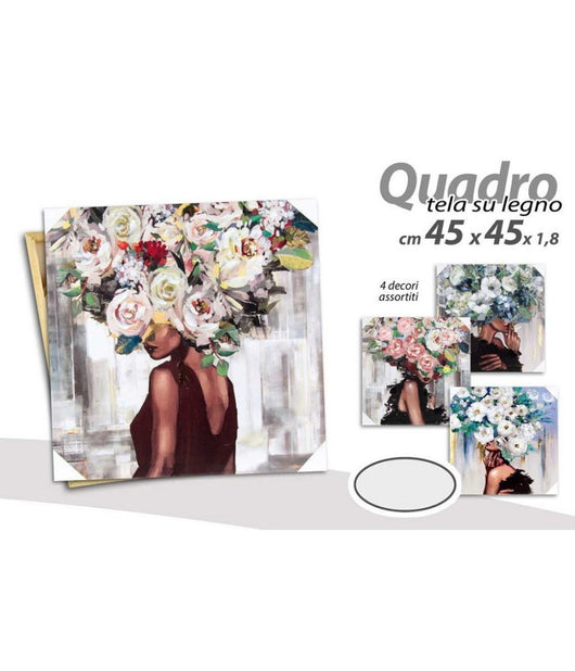 Quadro Quadretto Decorativo 45 X 45 X 1,8cm Tela Su Legno Deluxe 4 Decori 831966         