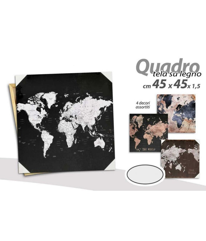 Quadro Quadretto Decorativo 45x45x1,5cm Tela Su Legno Deluxe 4 Decori Ass 834790         