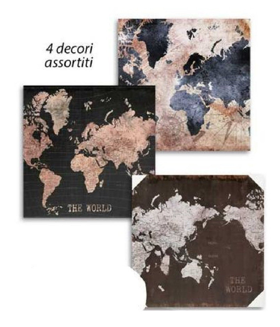 Quadro Quadretto Decorativo 45x45x1,5cm Tela Su Legno Deluxe 4 Decori Ass 834790         