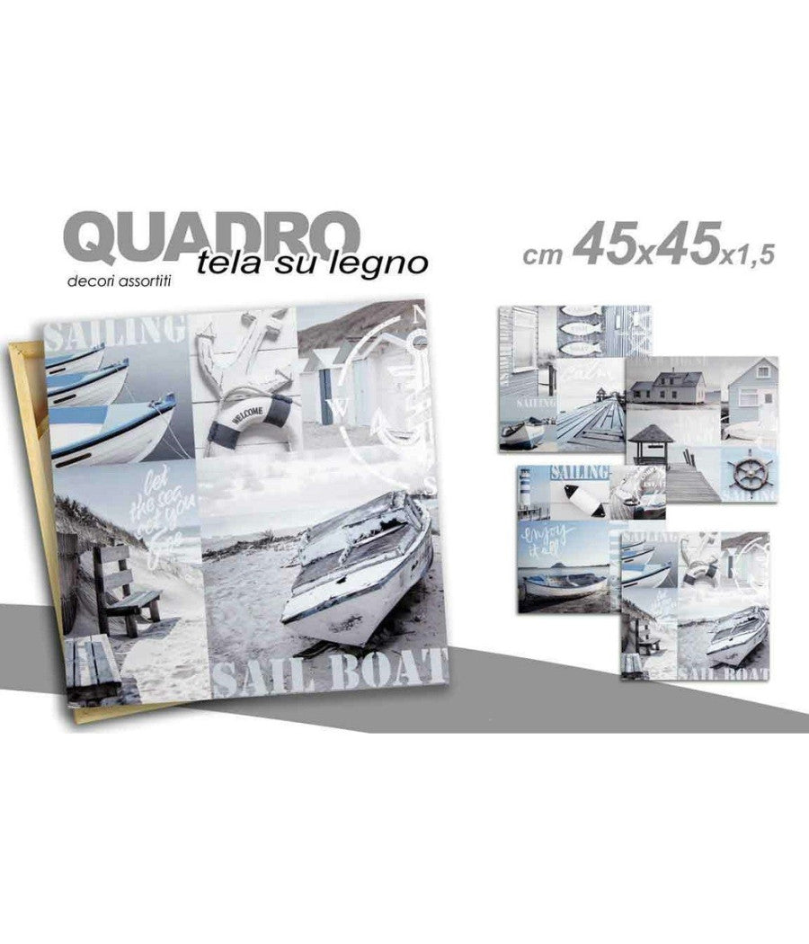 Quadro Quadretto Decorativo 45x45x1,5cm Tela Su Legno Deluxe Decori Ass. 709661         