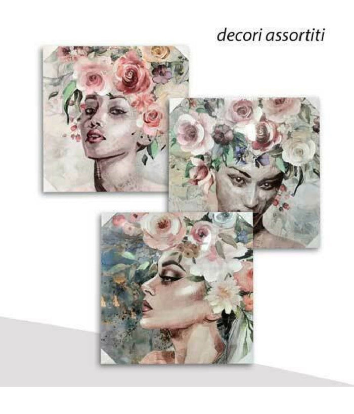Quadro Quadretto Decorativo 45x45x1,8 Cm Tela Su Legno Deluxe Decori Ass. 806667         