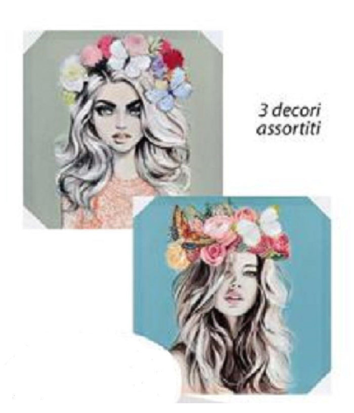 Quadro Quadretto Decorativo 45x45x1,8 Cm Tela Su Legno Deluxe Decori Ass 831751         