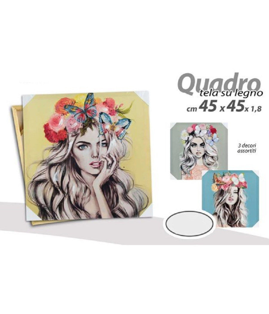 Quadro Quadretto Decorativo 45x45x1,8 Cm Tela Su Legno Deluxe Decori Ass 831751         