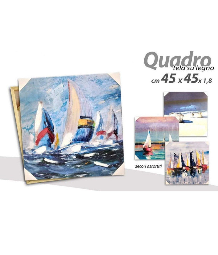 Quadro Quadretto Decorativo 45x45x1,8cm Tela Su Legno Deluxe Decori Ass 806810         
