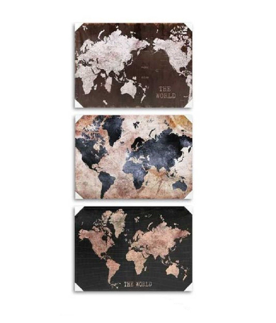 Quadro Quadretto Decorativo 50x40x1,5cm Tela Su Legno World 4 Decori Ass. 834806         