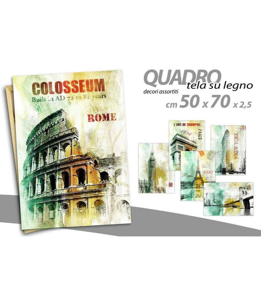 Quadro Quadretto Decorativo 50x70x2,5cm Tela Su Legno Deluxe Decori Ass. 748899         