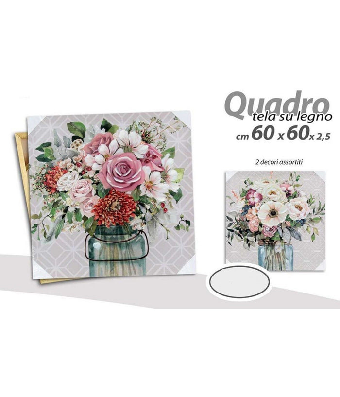 Quadro Quadretto Decorativo 60x60x2,5cm Tela Su Legno Deluxe 2 Decori Ass 832000         