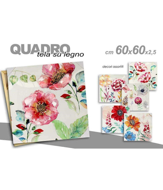 Quadro Quadretto Decorativo 60x60x2,5cm Tela Su Legno Deluxe Decori Ass. 723643         