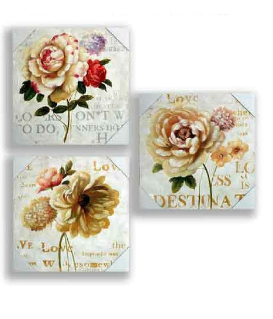 Quadro Quadretto Fiori 40x40x1.8cm Tela Su Legno Deluxe Decori Assortiti 676819         