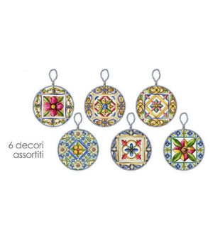 Quadro Quadretto Piastrella In Ceramica Porcellana Tondo 16 Cm 6 Decori 828928         