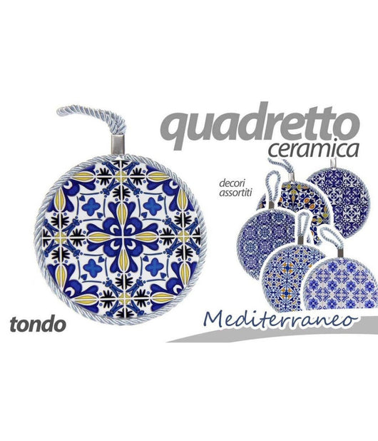 Quadro Quadretto Piastrella Ornamentale In Ceramica Tondo 11cm Decori Ass 730672         