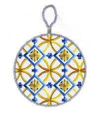 Quadro Quadretto Tonda 18cm Ceramica Terra D'amuri Con Cordino Decori Ass. 816543         