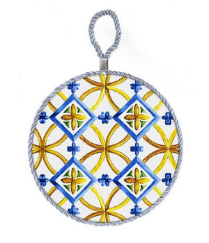 Quadro Quadretto Tonda 18cm Ceramica Terra D'amuri Con Cordino Decori Ass. 816543         