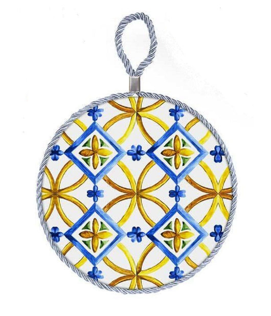 Quadro Quadretto Tonda 18cm Ceramica Terra D'amuri Con Cordino Decori Ass. 816543         