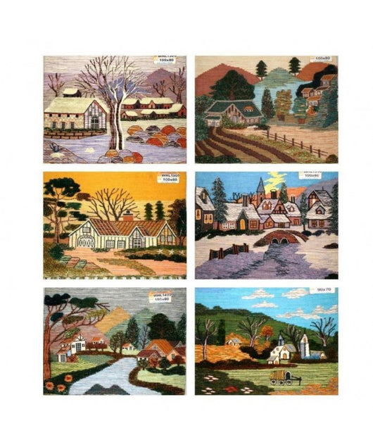 Quadro tessuto arazzo paesaggio montagna 6 assortiti