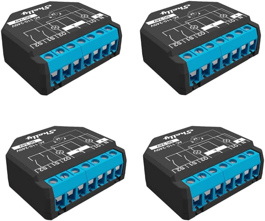 Shelly 2PM PLUS x4 - Rel√® wifi e Bluetooth a 2 canali. Automatizzazione di Tende. Tapparelle. Controllo consumi. Pack da 4