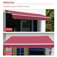Tenda da Sole Avvolgibile a Caduta con Manovella, in Alluminio e Poliestere, 295x245cm, Rosso Scuro